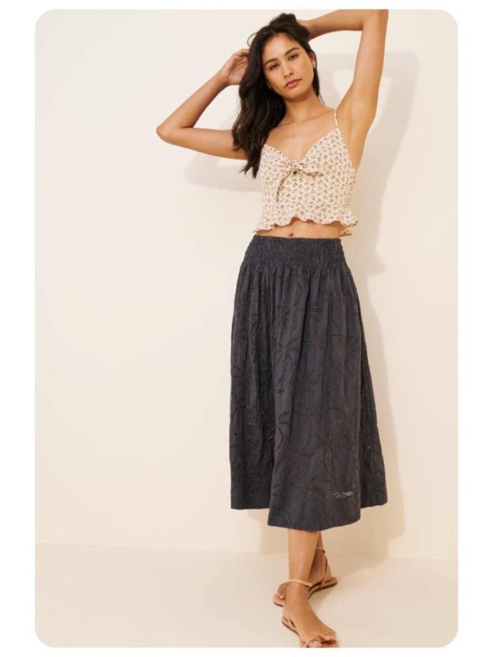 Marine Layer Bea Eyelet Midi Skirt sz M